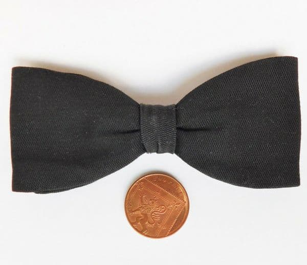 Vintage black pique clip on bow tie Tenax clip mens formal tuxedo dress wear